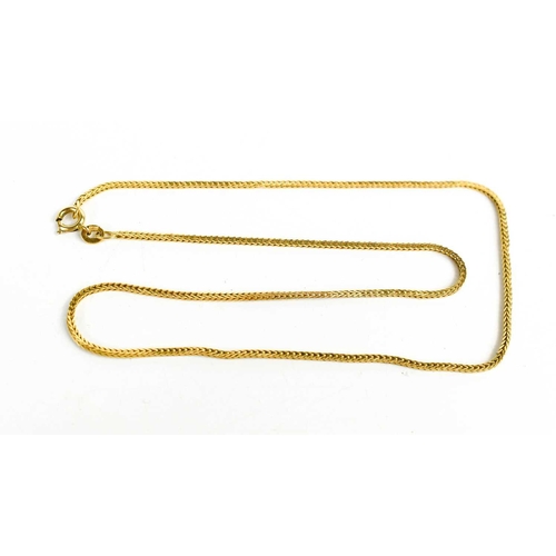 283 - An 18ct gold ropetwist style necklace with a hoop clasp, 4g.