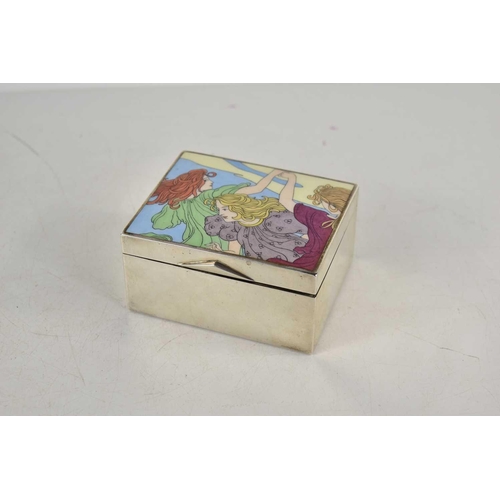 346 - An Austrian silver and enamel cigarette box by Georg Adam Scheid, the hinged cover decorated with an... 