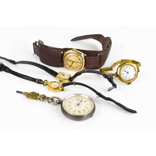 368 - A selection of watches, to include a 9ct gold cased Rone Sportsmans wristwatch with wide leather str... 