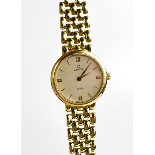 376 - An 18ct gold Omega De Ville Ladies wristwatch, with circular dial, numerals to the quarters, an 18ct... 