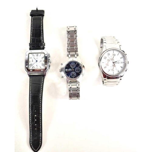 382 - Three gentlemans wristwatches, to include Lorus Chronograph in stainless steel with blue dial, a D&G... 