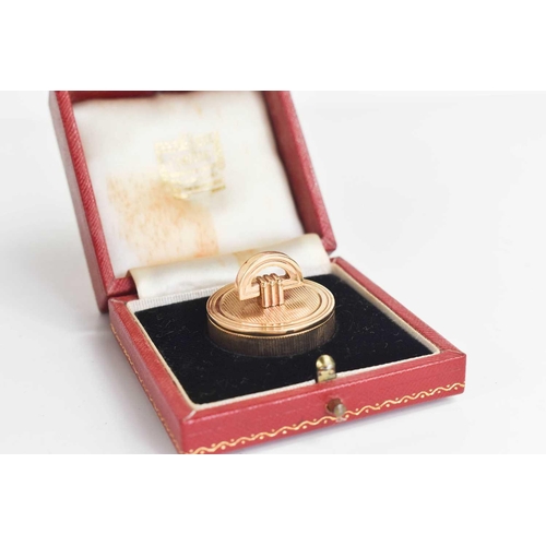 42 - A 9ct gold Cartier pill box, Art Deco period, in the original presentation case, 23g