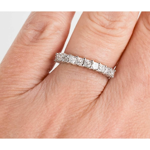 54 - An 18ct white gold and diamond ring, comprising ten brilliant cut diamonds, size K, 2.14g.