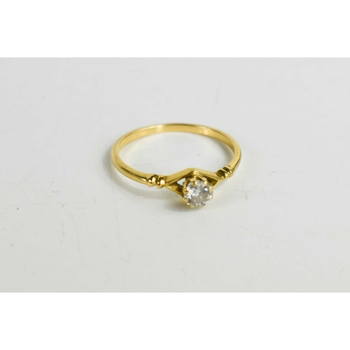 76 - A 9ct gold and diamond solitaire ring, unmarked but testing as at least 9ct gold, ½ct diamond, size ... 