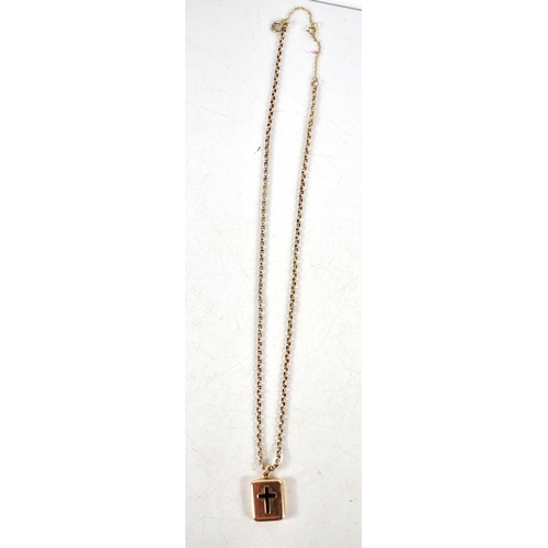 91 - A 9ct gold chain link necklace with a 15ct gold locket pendant,11g.