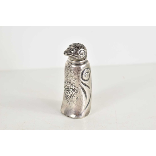 1 - An early 20th century silver wig powder shaker in the form of a penguin, marked for Whiting Manufact... 