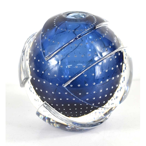 171 - An Erika Lagerbielke for Orrefors glass vase paperweight with enclosed glass bubbles, the base signe... 