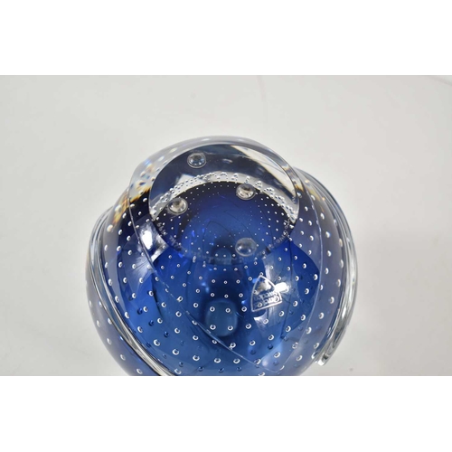 171 - An Erika Lagerbielke for Orrefors glass vase paperweight with enclosed glass bubbles, the base signe... 