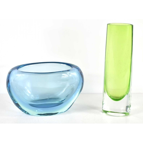 174 - A Mid-Century blue and green glass vase, made by the Skrdlovice glass works and designed by Zdena St... 