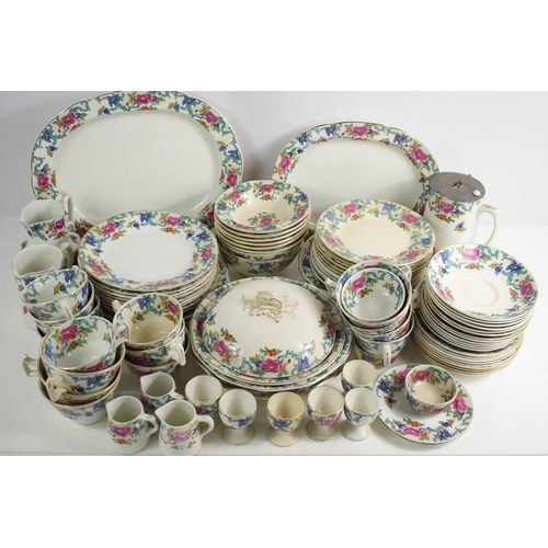 183 - A Victorian Booths part dinner service in the Floradora pattern to include plates, cups, saucers, eg... 