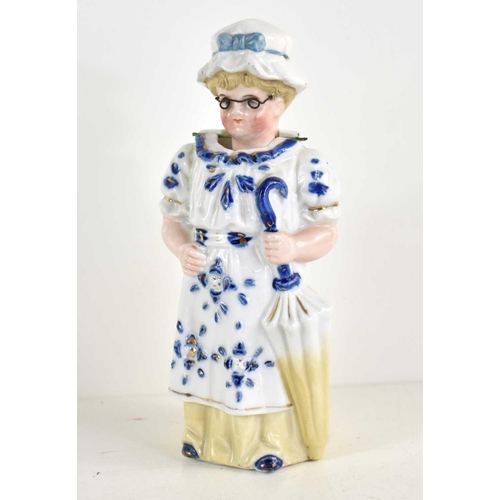 189 - A novelty porcelain figure of an elderly woman, with nodding head, 17cm high.