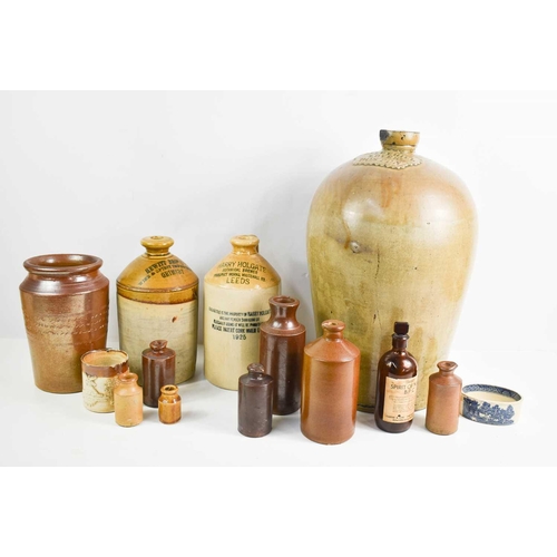 201 - A selection of antique stoneware jars, to include local interest examples: Colley Hill Dyer, Boston,... 