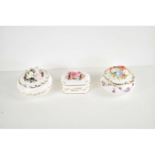 205 - Three Royal Crown Derby porcelain jar & covers, all commemorative examples: Her Majesty Queen Elizab... 