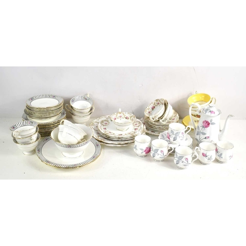 221 - An Art Deco Shelly part tea set, comprising cups, saucers and plates decorated with flowers and stri... 