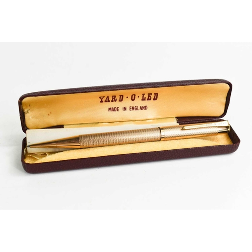 275 - A Yard O Led rolled gold propelling pencil, machine engraved, with the original box and pamphlet.