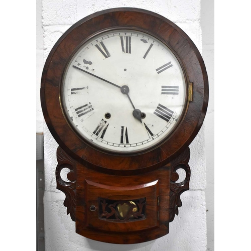 326 - A late 19th / early 20th century mahogany wall clock with Roman numeral dial.