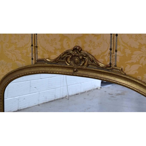 373 - A 20th century gilt wood overmantle mirror, 112cm by 146cm.