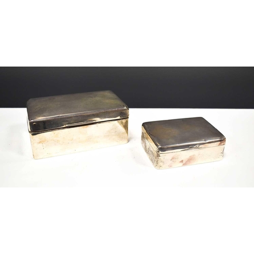 44 - Two silver 19th century cigar boxes, one with cedar lining, the other with residual gilding, 5.35toz... 