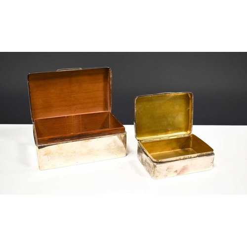 44 - Two silver 19th century cigar boxes, one with cedar lining, the other with residual gilding, 5.35toz... 