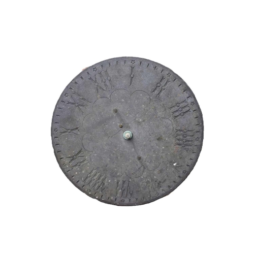 488 - A large slate clock face, possibly a courtyard example.