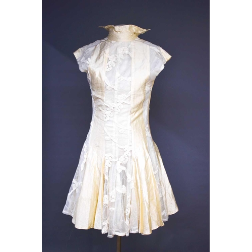 197 - An Andrew Majtenyi vintage cream silk dress, zip back, size 6 to label but appears to be an 8-10.