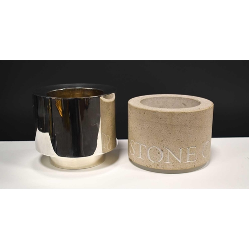 1 - A 'Stone Cold' silver and carved stone wine cooler, Sheffield 2003, the removable silver top section... 