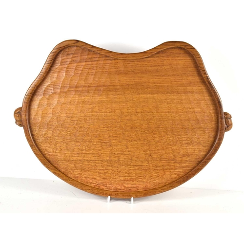 262 - A Robert 'Mouseman' Thompson oak tray, kidney shaped form with raised edge, 48cm wide.