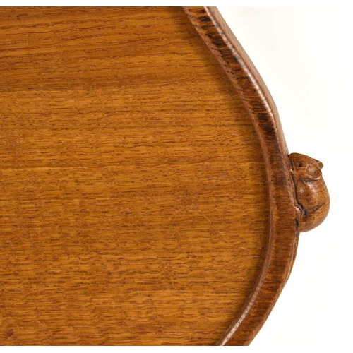 262 - A Robert 'Mouseman' Thompson oak tray, kidney shaped form with raised edge, 48cm wide.