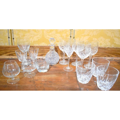 296 - CHARITY LOT - A 15-piece collection of crystal and other glassware including crystal wine glasses, d... 