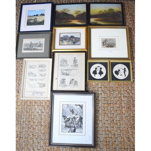 347 - CHARITY LOT - A group pf eleven paintings, including a pair of H. Burton (19th/20th C.): Oil, 17 by ... 