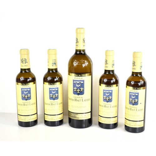 46 - Five bottles of Chateau Smith Haut Lafitte 2004 wine, one 750ml size the others 375ml.