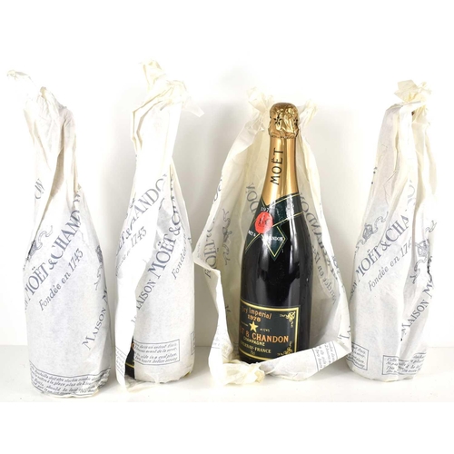 66 - Four bottles of Moet & Chandon dry imperial 1978 vintage champagne.