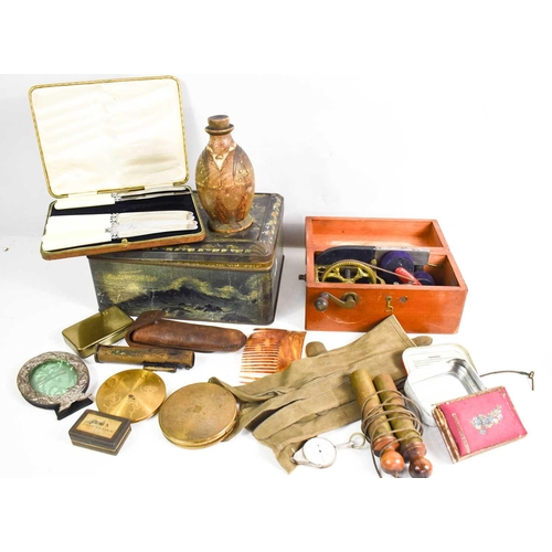 341 - A Victorian electromagnet in mahogany box together with a group of antique & later collectables, to ... 