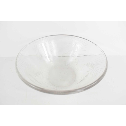 148 - A Rene Lalique glass 'Wheat' bowl, etched with wheat design, engraved signature to the base, 21cm di... 