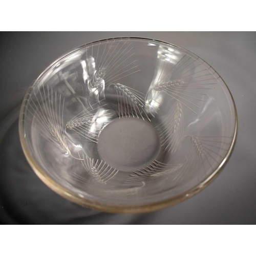 148 - A Rene Lalique glass 'Wheat' bowl, etched with wheat design, engraved signature to the base, 21cm di... 