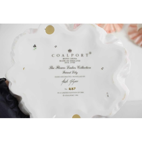 154 - Three Coalport Bone China ladies, to include The Flowers Ladies Collection Fairest Lily L/E 487/2000... 