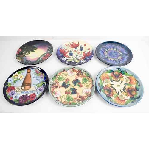 177 - A group of six Moorcroft pottery commemorative year plates, to include Second Series Fifth Edition 1... 