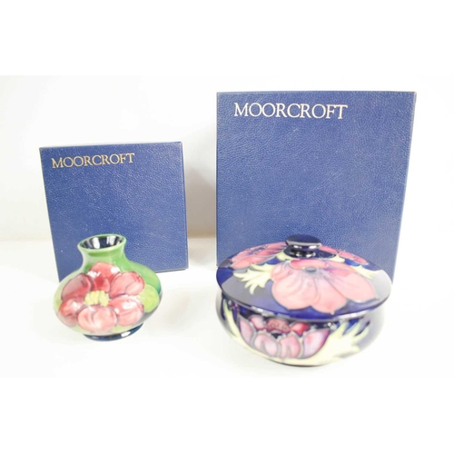 178 - A Moorcroft pottery jar & cover, limited edition 34/94 in the anemone pattern, together with a Moorc... 