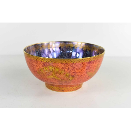 186 - Wedgwood Fairyland lustre bowl decorated with butterflies on an orange ground, and contrasting purpl... 