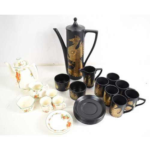 238 - A Pountney & Co ltd, Bristol pattern coffee set together with a Portmeirion 