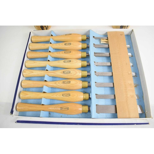 343 - A set of Marples woodturning tools, eight in total in the original box, together with a set of Chine... 