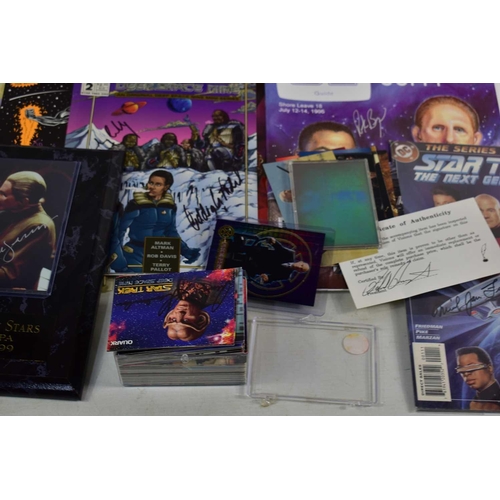 48 - A group of Star Trek memorabilia and autographs to include a Dinner With The Stars plaque signed by ... 