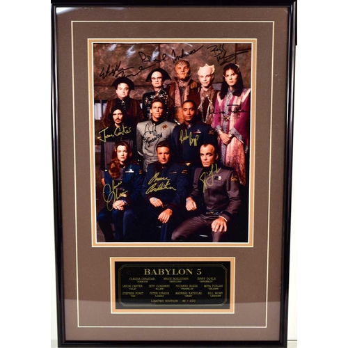 55 - Autographs: A photo of the cast rof Babylon 5 signed by Claudia Christian, Bruce Boxleitner, Jerry D... 