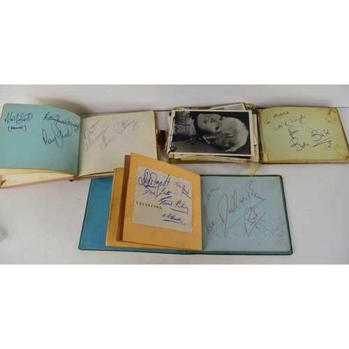 56 - Three autograph books containing the signatures of Adam Faith, Paul McCartney Vic Flick, Billy Burde... 