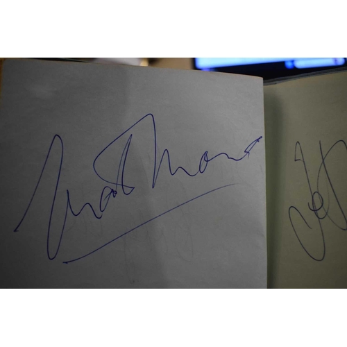 56 - Three autograph books containing the signatures of Adam Faith, Paul McCartney Vic Flick, Billy Burde... 