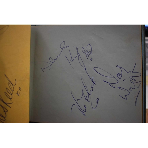 56 - Three autograph books containing the signatures of Adam Faith, Paul McCartney Vic Flick, Billy Burde... 