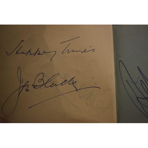 56 - Three autograph books containing the signatures of Adam Faith, Paul McCartney Vic Flick, Billy Burde... 