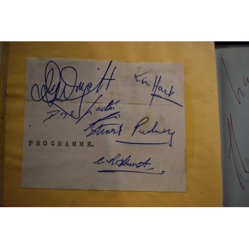 56 - Three autograph books containing the signatures of Adam Faith, Paul McCartney Vic Flick, Billy Burde... 