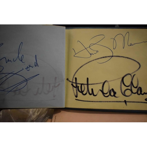 56 - Three autograph books containing the signatures of Adam Faith, Paul McCartney Vic Flick, Billy Burde... 