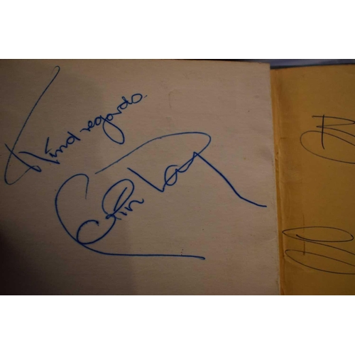 56 - Three autograph books containing the signatures of Adam Faith, Paul McCartney Vic Flick, Billy Burde... 